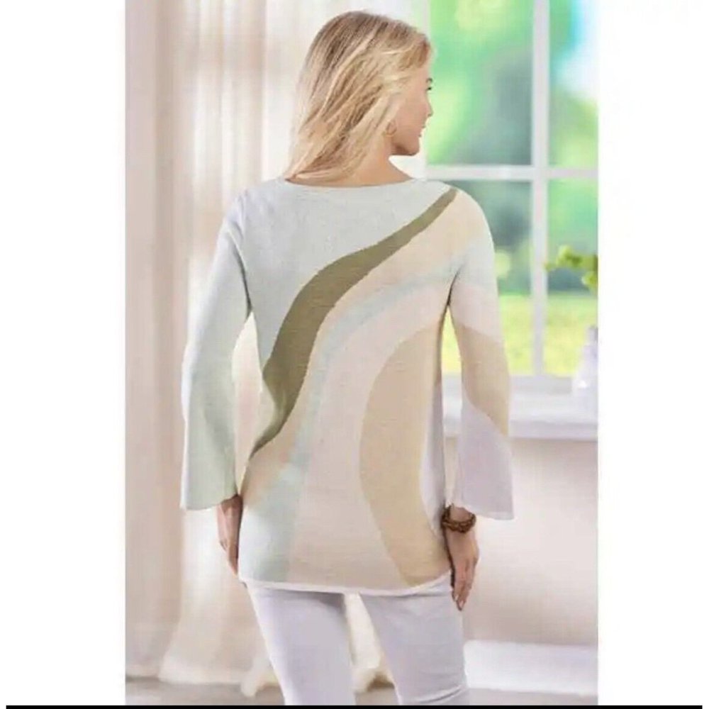 Soft Surroundings Women Nina Sweater Aqua Marble Petite Medium PM New With Tags